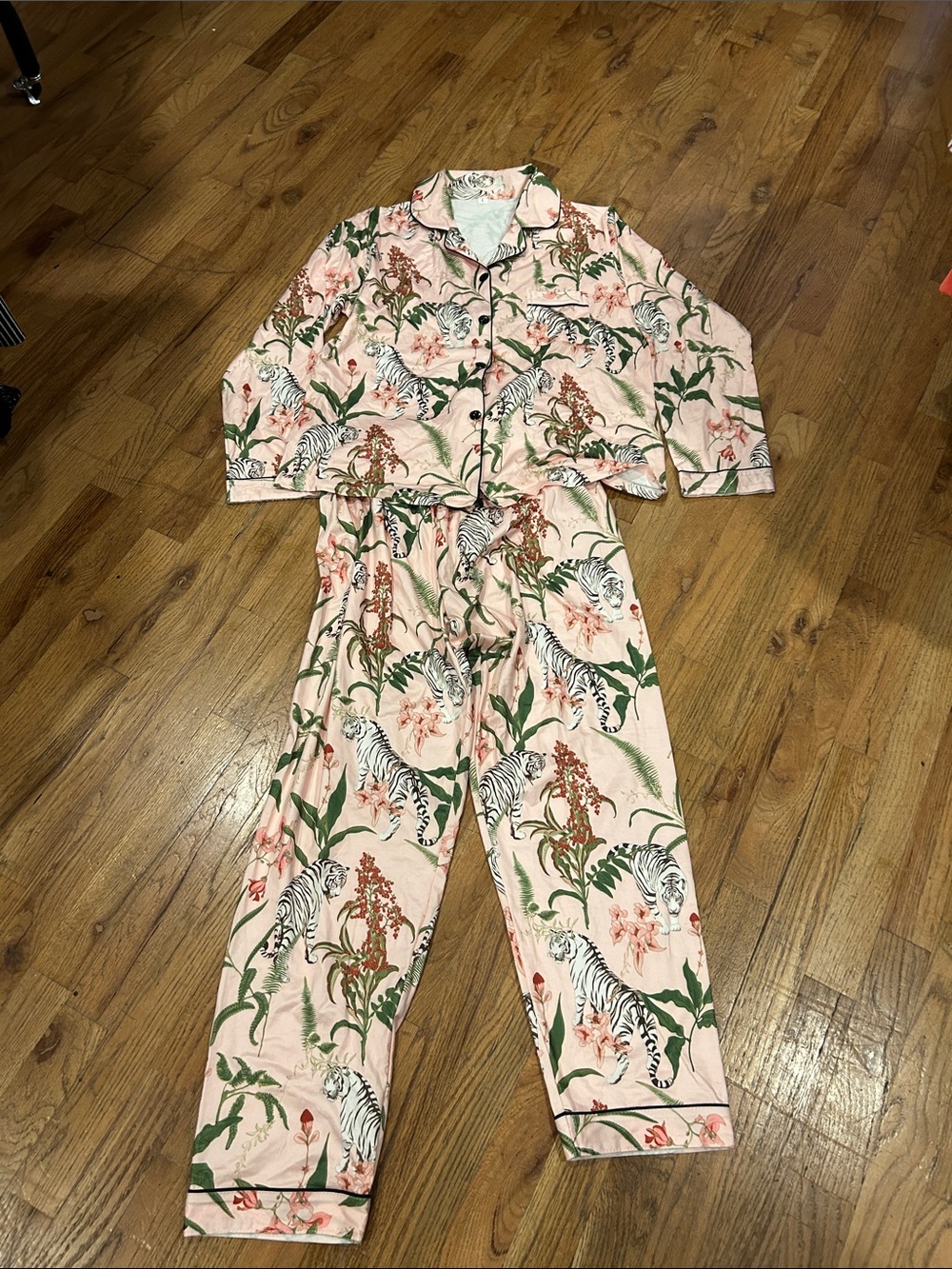 Pink Floral & Tiger Print Pajama Set large
